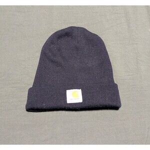 Carhartt Men's Black Beanie Acrylic Knit Cuffed A18